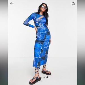 Topshop ranch print cut-out jersey midi dress